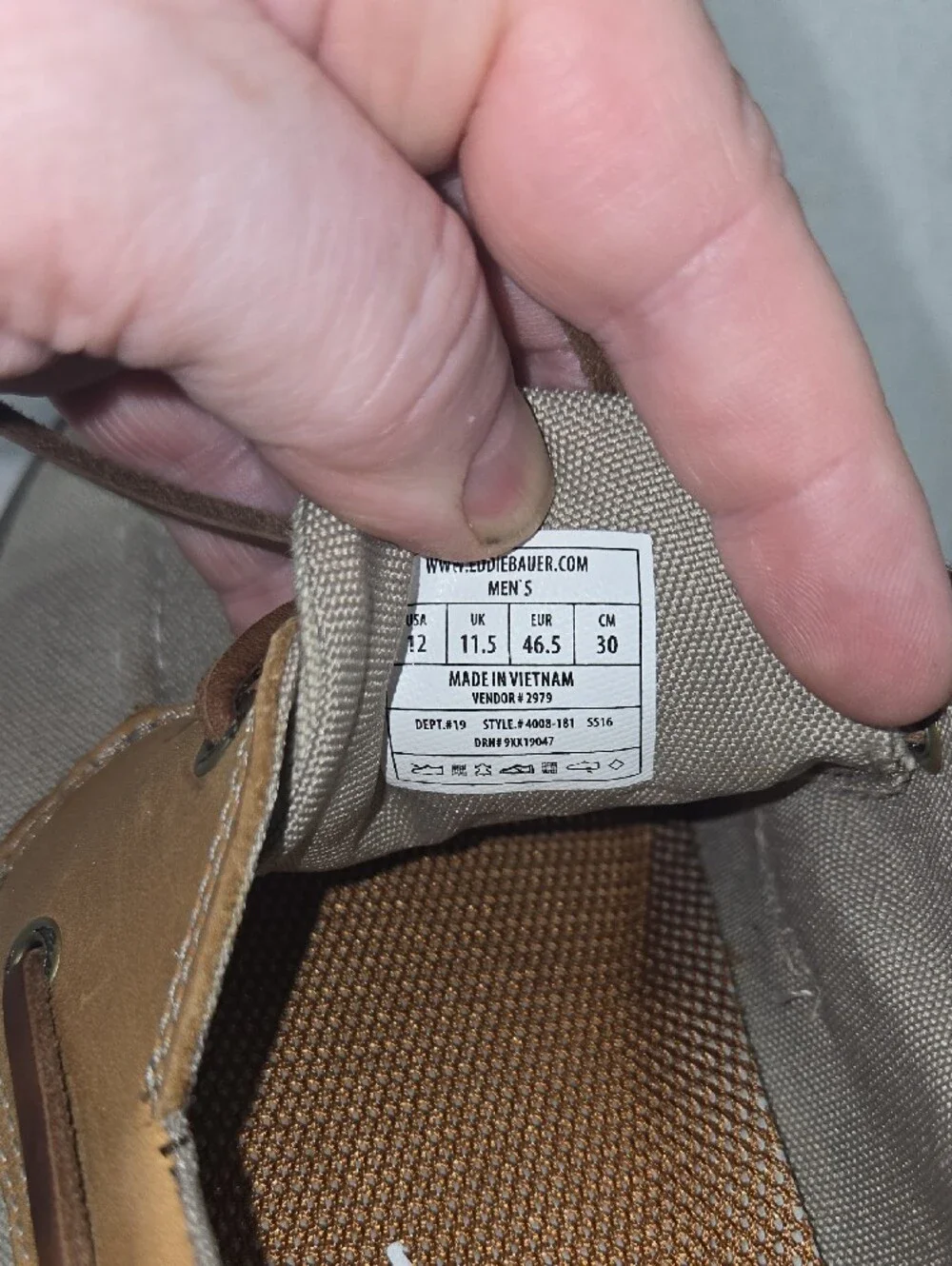 Eddie Bauer Men's Canvas & Leather Boat Shoes - Tan/Beige